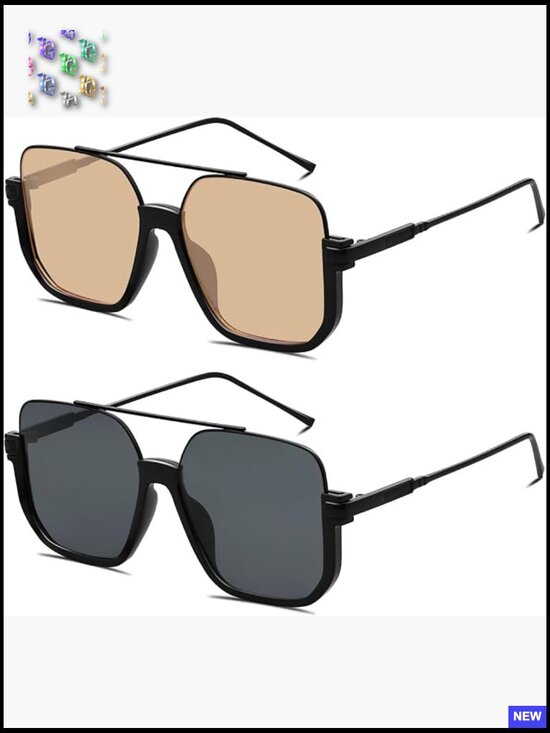 Retro Square Aviator Sunglasses Oversized Trendy Unisex 70s Tinted Shades main image 5